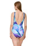Maillot une pièce à col V à motif floral - Bleu multicolore - Gottex