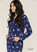 Jaquette Longue motif chat -Claudel